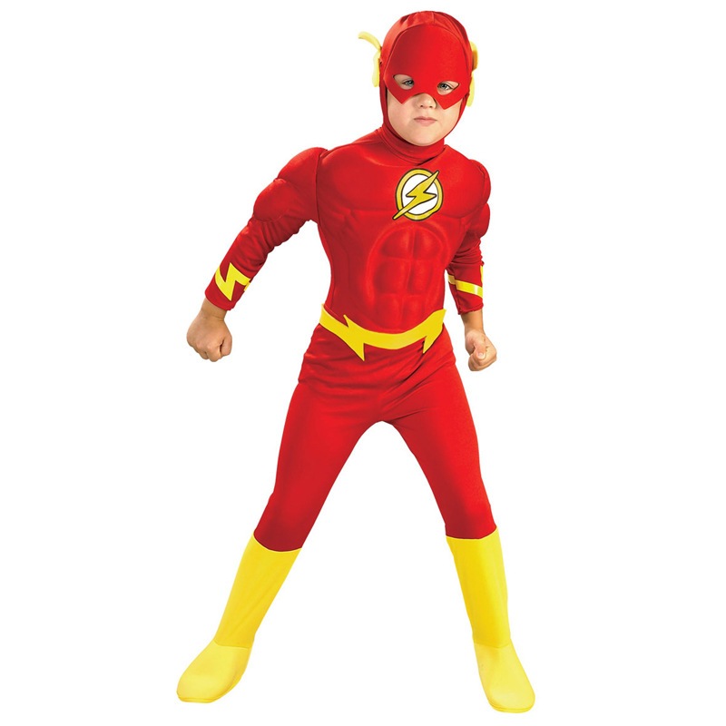 子供スーパーヒーローマッスルコスチュームフラッシュハロウィンドレスアップ男の子アニメキャラクターコスプレ衣装