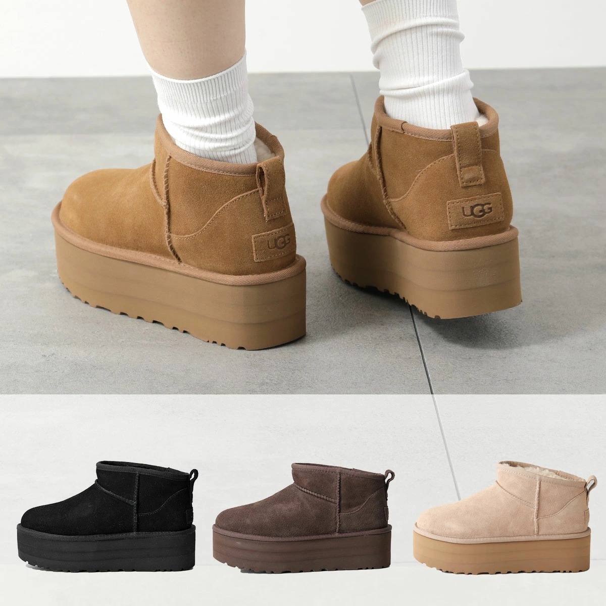 UGG アグ ムートンブーツ CLASSIC ULTRA MINI PLATFORM 1135092 レディース ショートブーツ スウェード 厚底 シューズ 靴 カラー4色