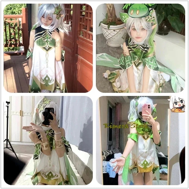 Genすじのインパクトのあるナイダメイドコスプレコスムlord kusanaliウィッグ女の子子供サイズのためのかわいいスタイルのドレス