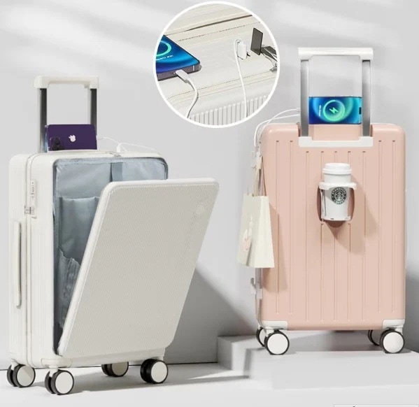 キャリー ケース スーツ 機内 軽量 バッグ カップ ホルダー USB ポート フック付き
