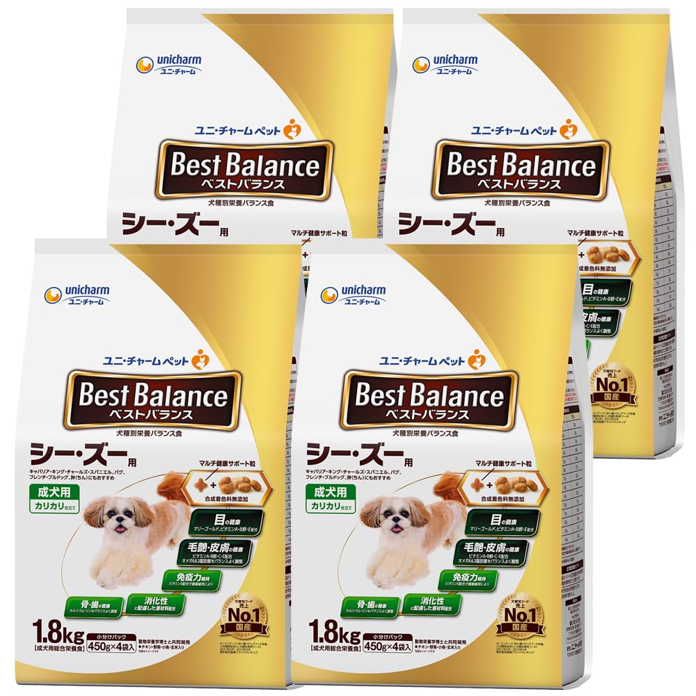 ベストバランス ドッグフード ドライ カリカリ仕立て シー・ズー用 成犬用 7.2ｋｇ(1.8kg×4) 国産 ユニチャーム[ケース品]