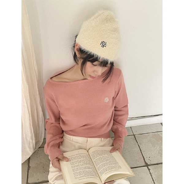 LOGO STRIPE ANGORA BEANIE