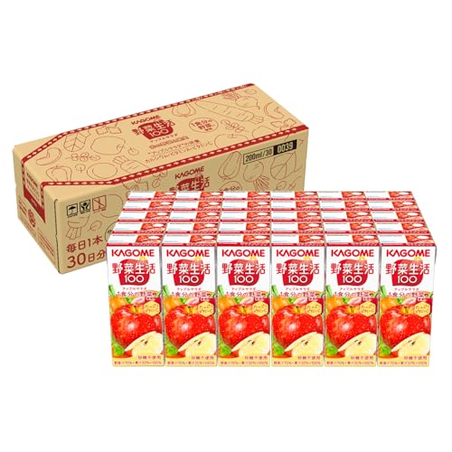 野菜生活 カゴメ 野菜生活100 アップルサラダ 200ml紙パック×30本(毎日1本30日分 砂糖不使用 ビタミンC)【Amazon.co.jp限定】