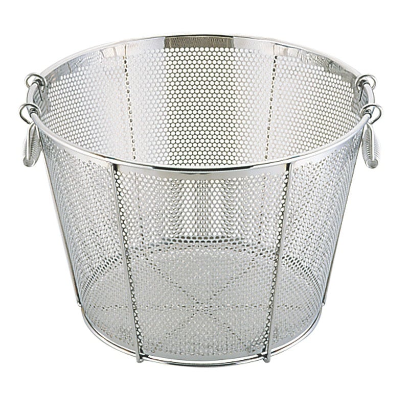 三宝産業 UK 18-8パンチング揚げざる 平底深型 補強付 45cm 穴径5mm