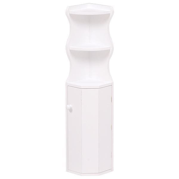 トイレラック トイレ収納 約幅16cm ホワイト 木製 スリム コーナーラック 完成品 お手洗い 御手洗 収納家具 収納用品 掃除用品