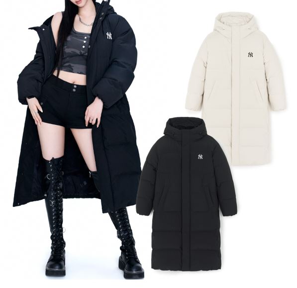 Curved Long Padded Coat (3ADJB2356-50CRD, 3ADJB2356-50BKS)