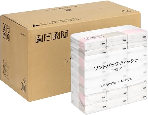 by Amazon ソフトパックティッシュ FSC認証紙 (320枚2枚重ね 160組 72パック入) 【ケース販売品】