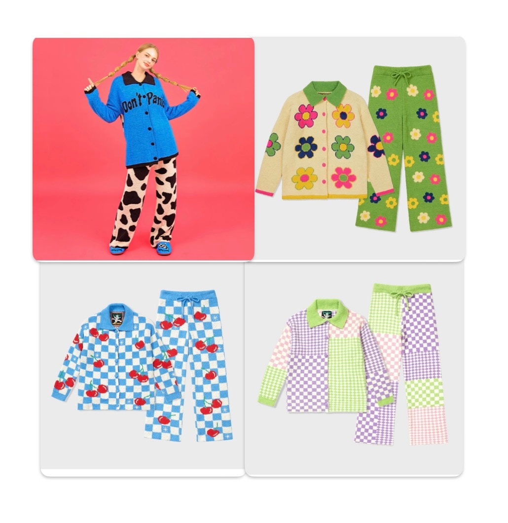 Wiggle pajama Set long 冬の寝間 着長 暖かい寝間着