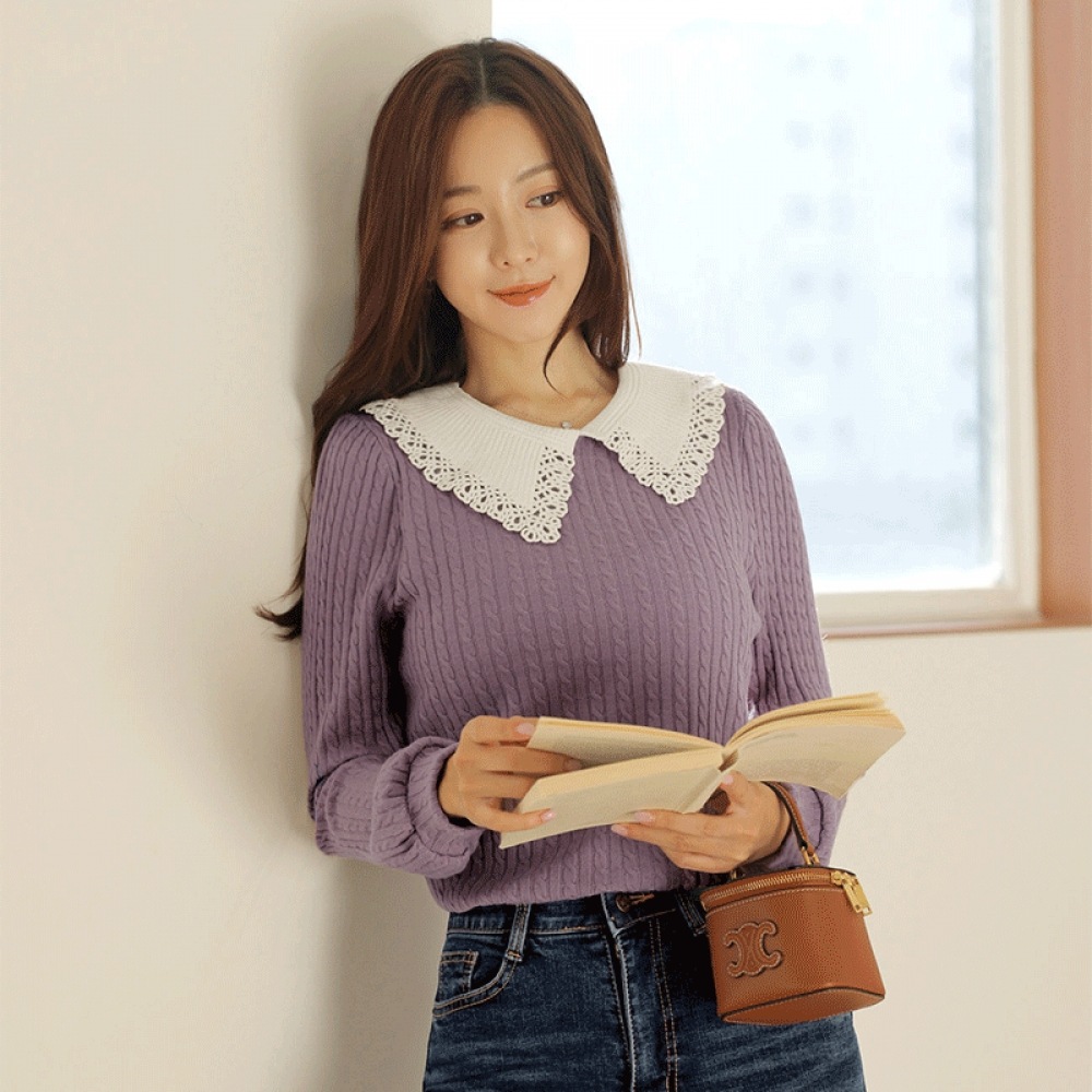 Click & Funny Mibat プレッツェルカラーマッチングカラーブラウス