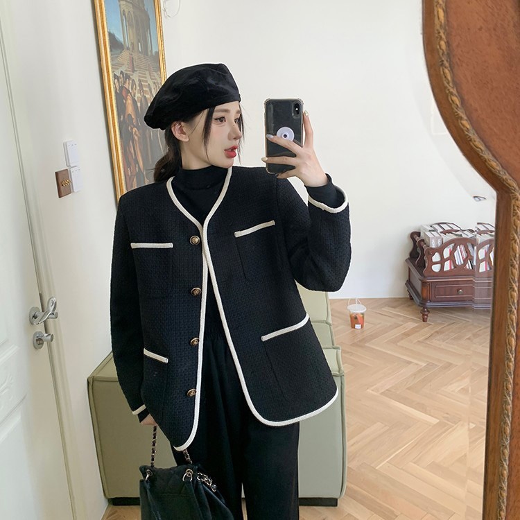 トップス ジャケット 上着 長袖 ラウンドネック パイピング ワイド ポケット 前開き かわいい 大人可愛い きれいめ シンプル カジュアル おしゃれ お洒落 大人女子 こなれ感 ガーリー エレガント