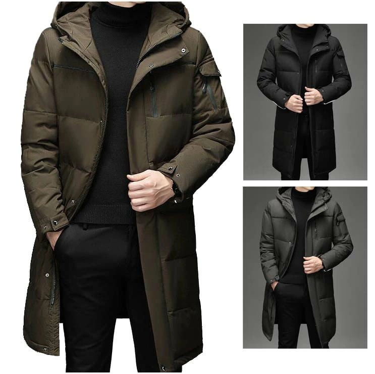 ロングジャケット ビジネスコート 通勤 通学 ダウンコート 中綿コート ダウンジャケット メンズ 韓国風 ロングコート 防寒服 メンズコート 中綿ジャケット フード付き アウター オーバー 大きいサイ