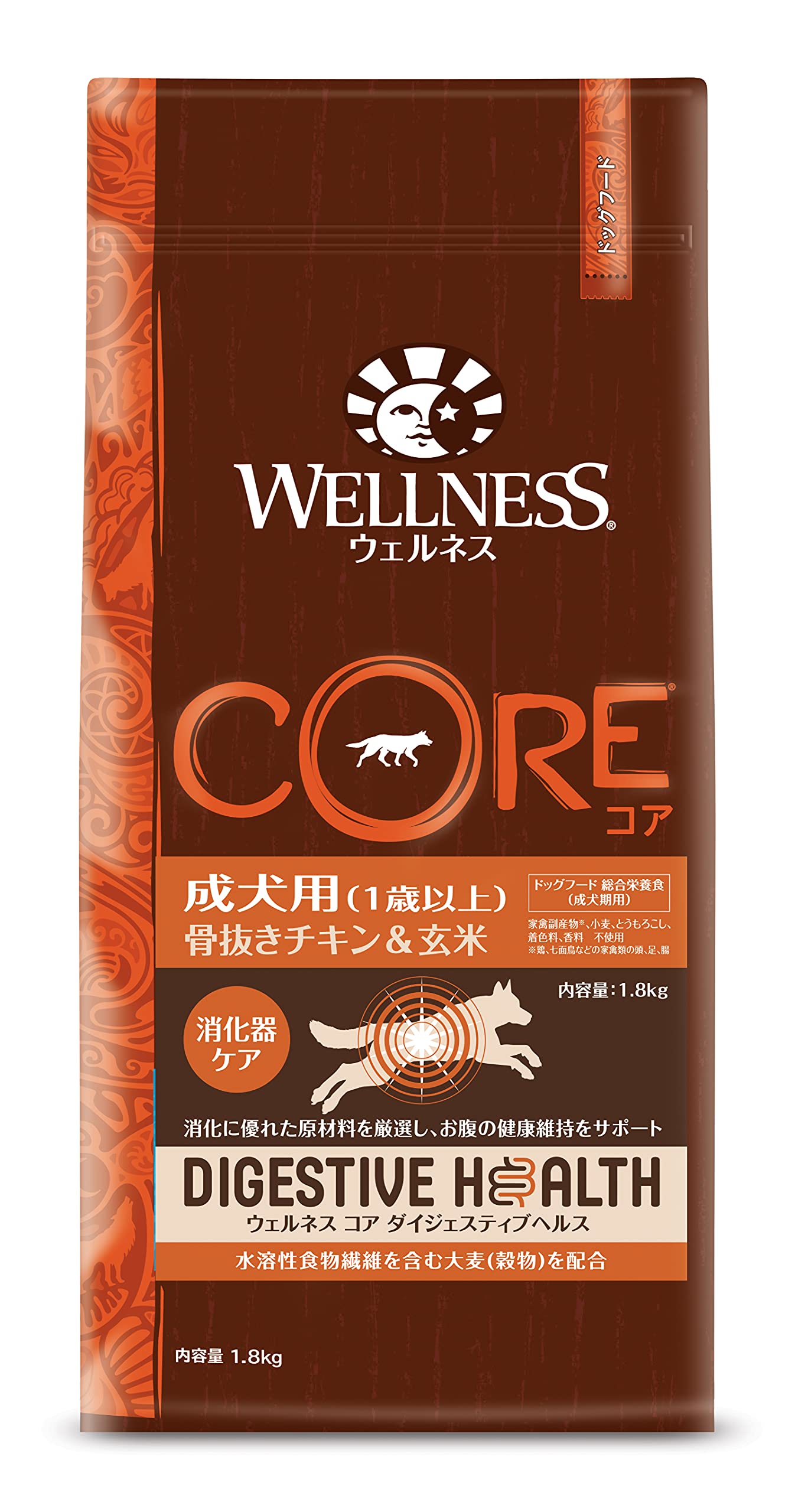 ウェルネスコアダイジェスティブヘルス 消化器ケアドッグフード成犬用(1歳以上)骨抜きチキン&玄米1.8kg