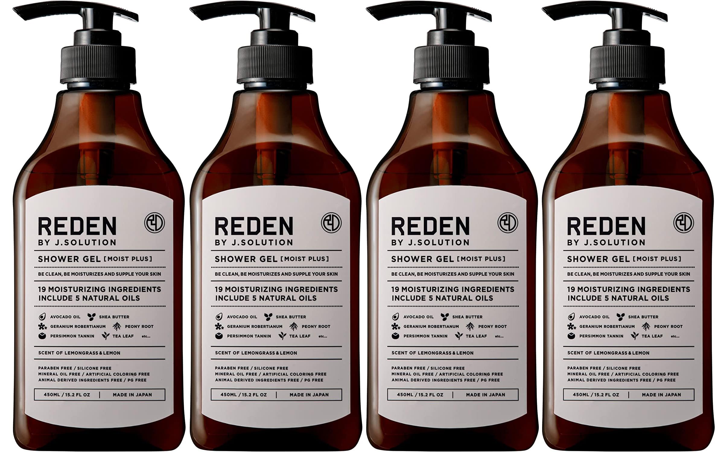 【まとめ買い】REDEN SHOWER GEL MOIST PLUS リデン ボディーソープ モイストプラス 450ml レモングラス＆レモンの香り 4本セット 5,100円