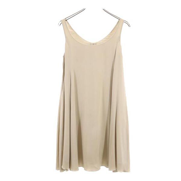 シルクブレンド ノースリーブ ワンピース 38 ベージュ レディース