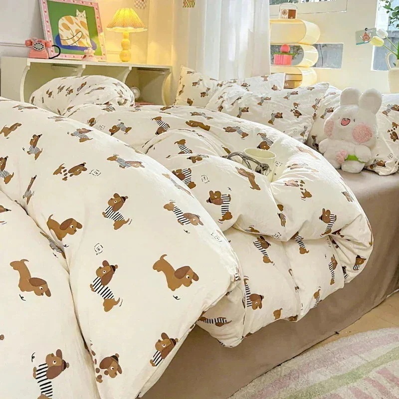 作入荷春夏春と夏のしい4ピースベッドシーツキルトカバー学生寮スリーピースセット布団カバー枕カバー寝具4点セット