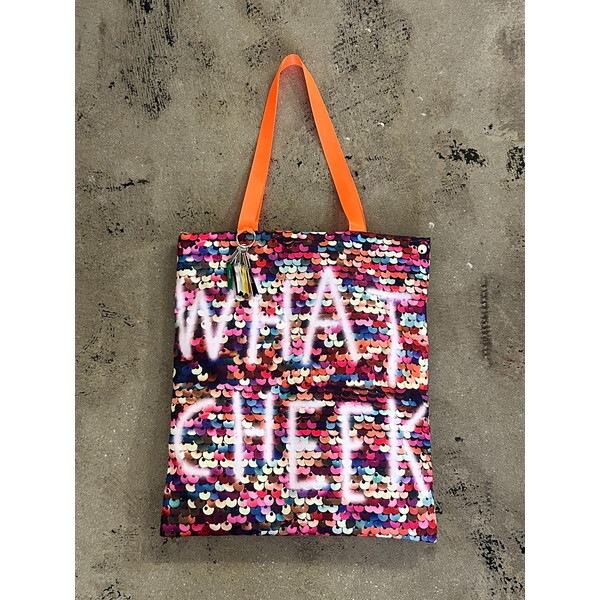 cheek sequins print puff tote C25002-43 オレンジ トートバッグ