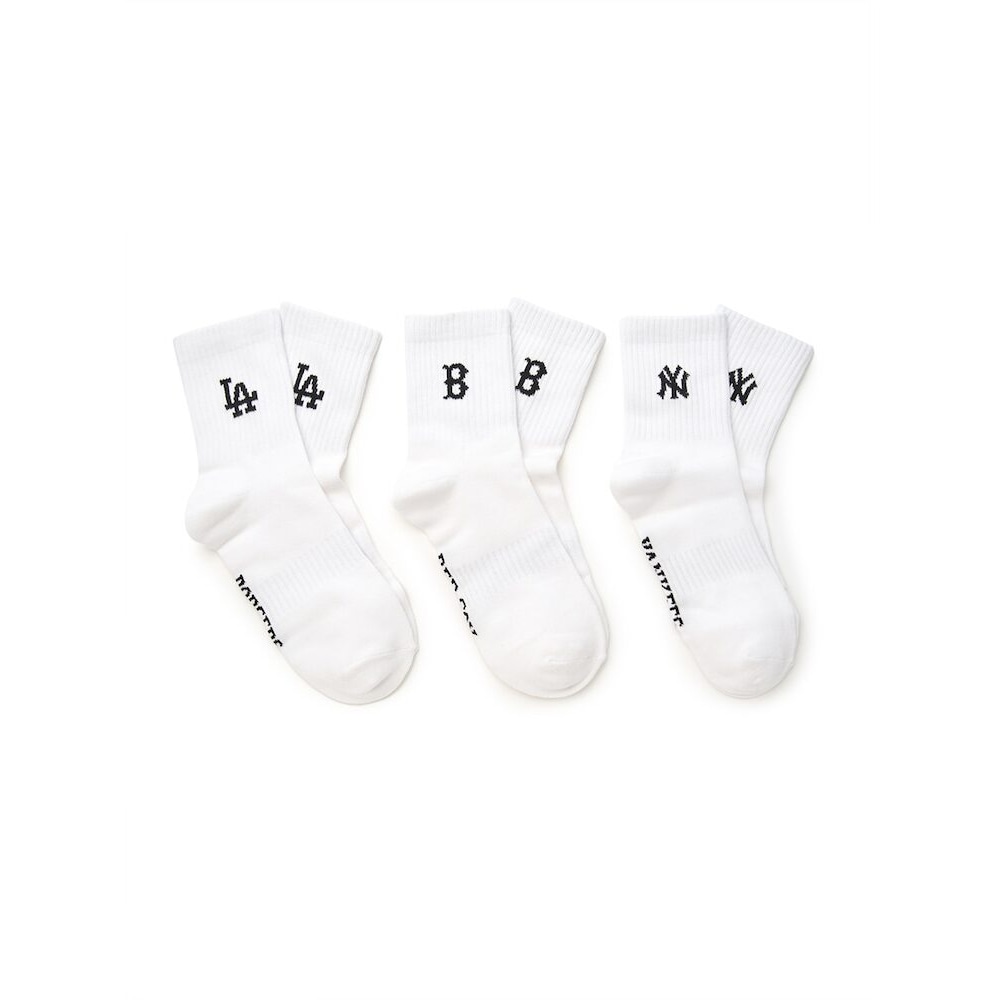 [MLB公式] デイリースモールロゴミッドカーフソックス 3パックセット MLB (ホワイト) QHHC3ASODA15N-00WHS