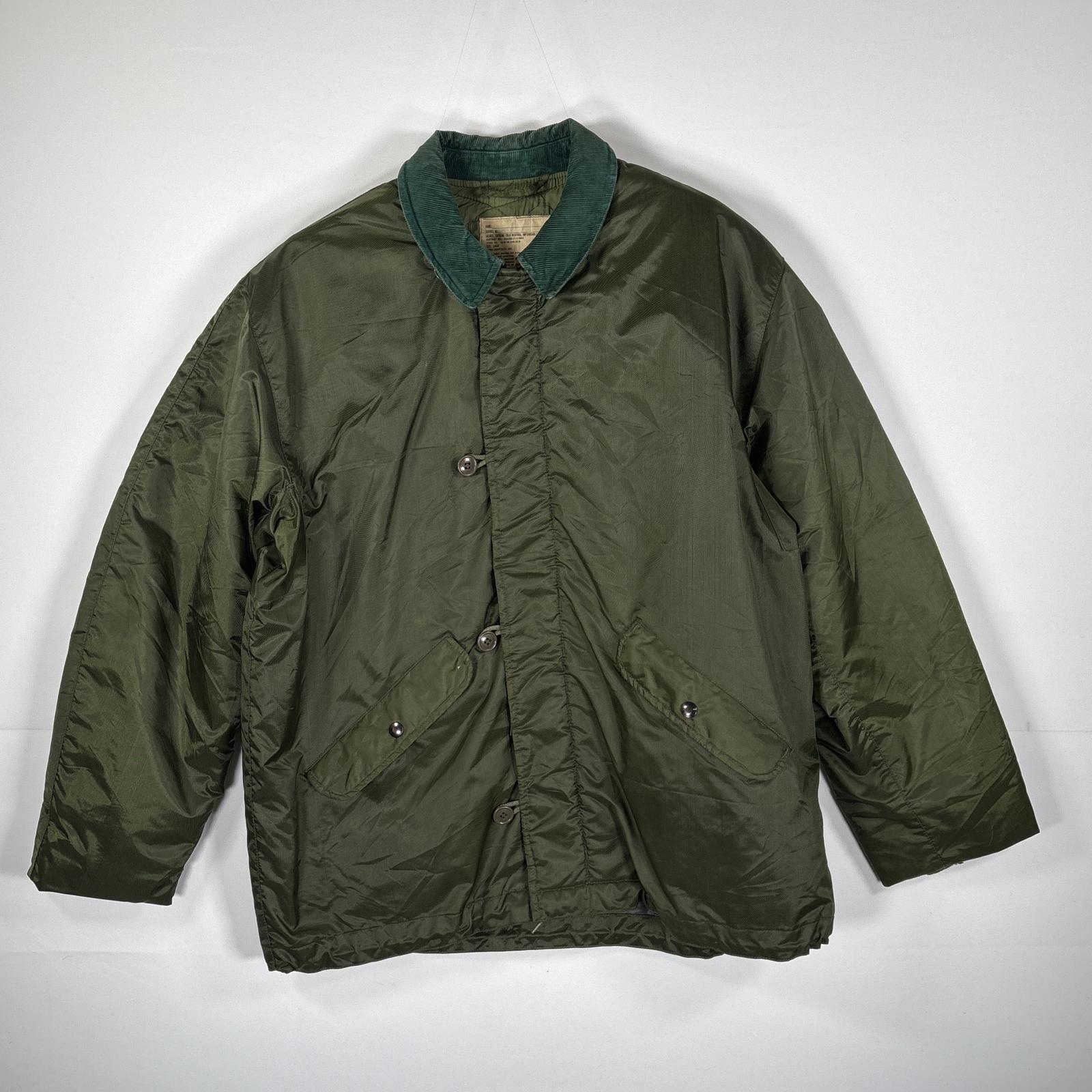 古着 70s/70年代 ヴィンテージ ミリタリージャケット Aー1 デッキジャケット 襟コーデュロイ L グリーン系 メンズ