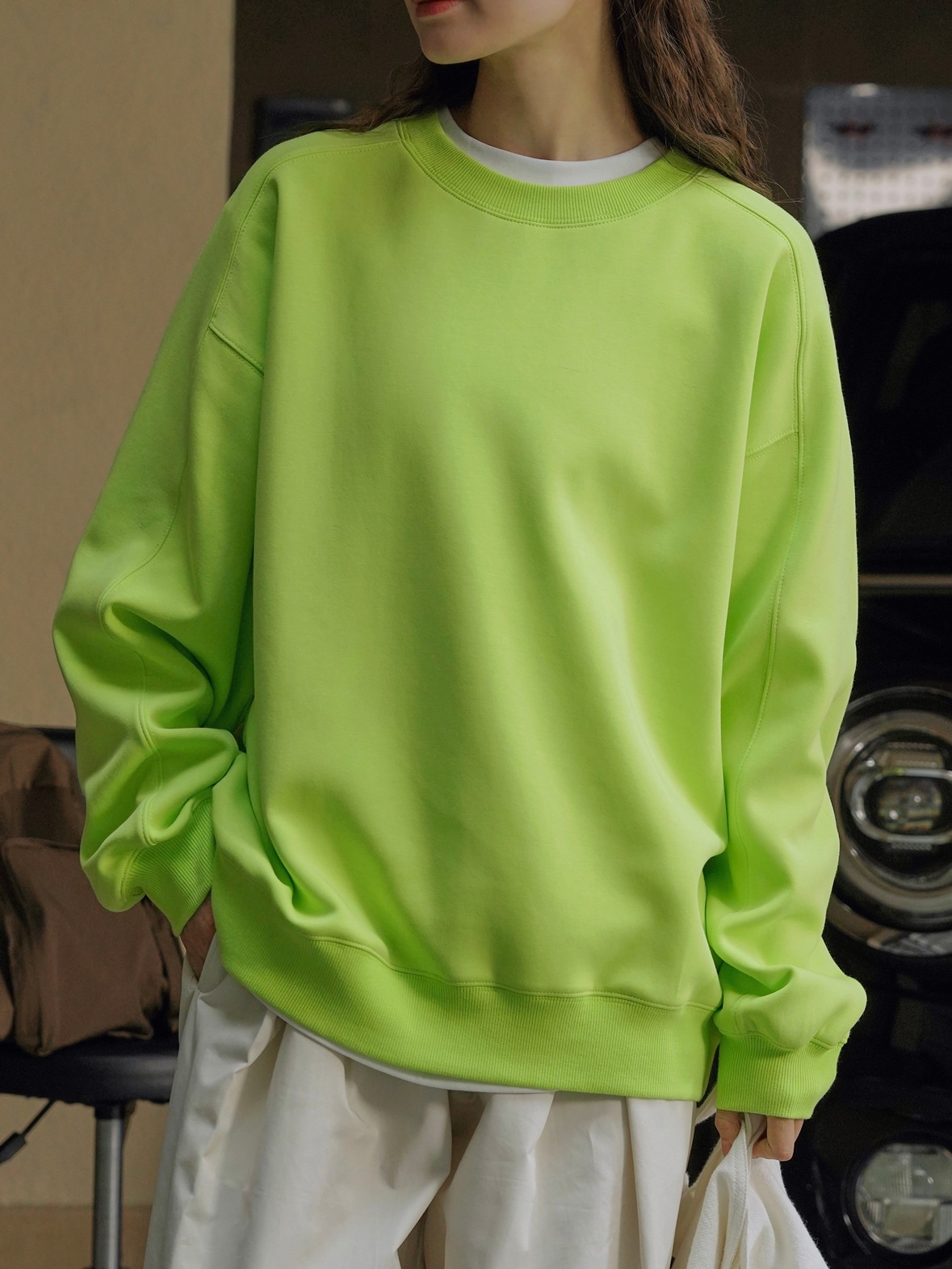 無地 長袖 ドロップショルダー Tシャツ・カットソー シルエット スウェット[2カラー]