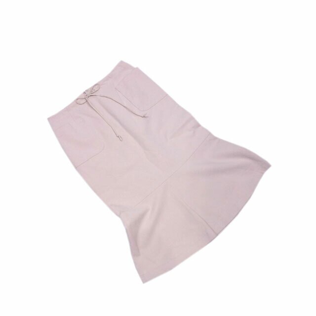 スカート ミモレ丈 ウエストリボン 1サイズ マーメイドライン ライトベージュ 中古