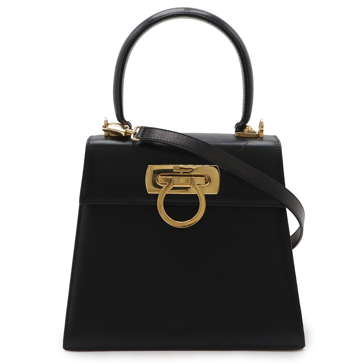 ガンチーニ ハンドバッグ 2WAY ショルダーバッグ レザー ブラック 黒 ゴールド金具 21 219