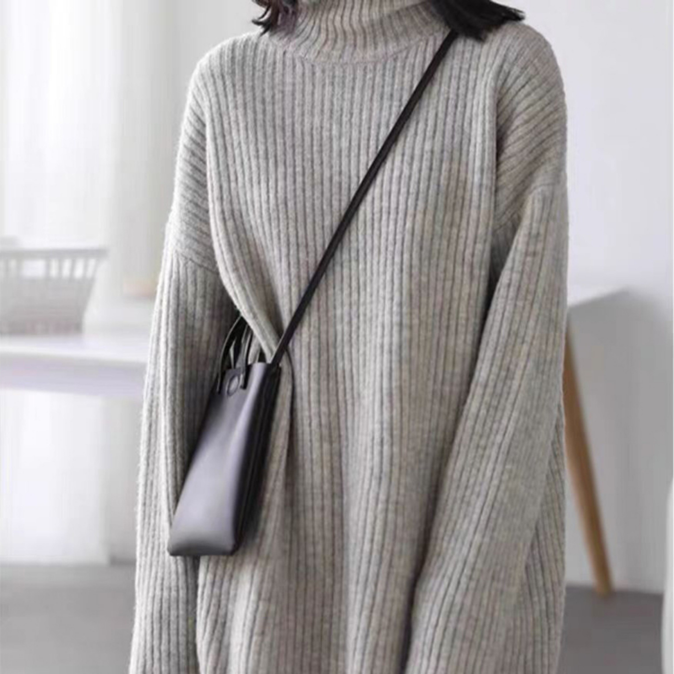 レディース トップス ニット セーター 長袖 ハイネック フェミニン ふわふわ リブニット 大人可愛い きれいめ ラフ とろみ感 抜け感 無地 ママ OL 通勤 デート お出かけ お泊まり 旅行