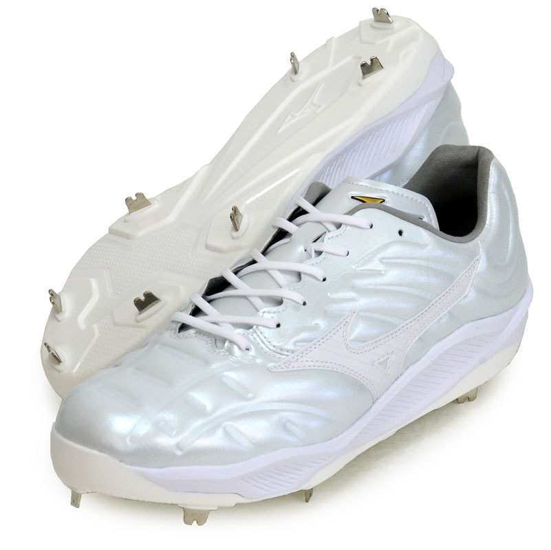 ミズノプロ クッションレボプロ 野球 ソフト 金具 スパイク シューズ 厚底 白 24SS (11GM243001)