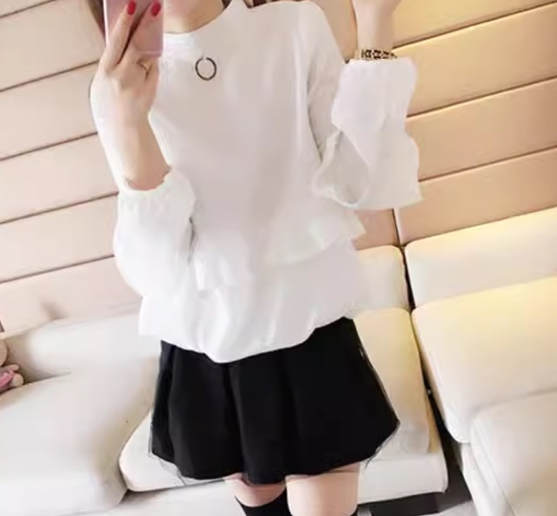 トップス レディース シャツ ブラウス ミドル丈 長袖 ボリューム袖 ハイネック フェミニン かわいい 大人可愛い きれいめ シンプル 上品 おしゃれ かっこいい マニッシュ フォーマル かっちり