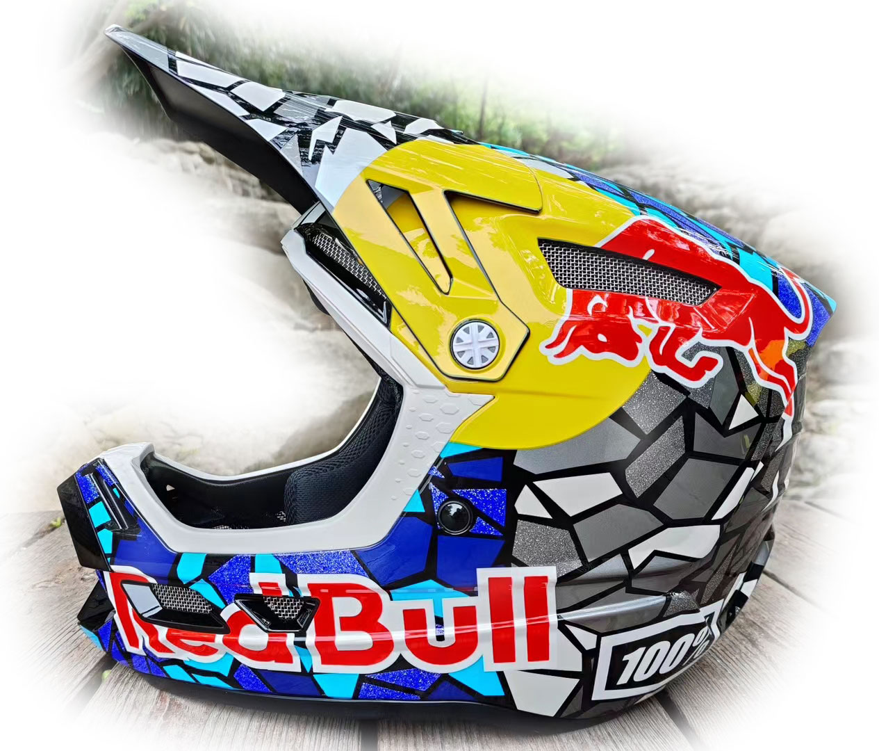 装飾用ヘルメット　海外輸入品　100%コラボ　オフロードヘルメット　クリヤーミラー　コスパ高い　公道使用不可