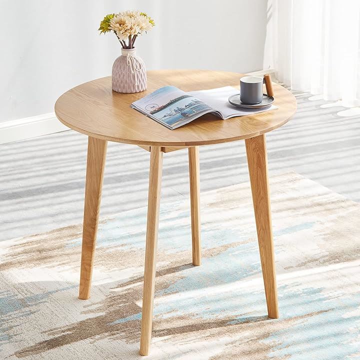 ダイニングテーブル 丸テーブル 円形 アメリカオークウッド 無垢材 木製 人気 ラウンドテーブル 2~4人用( Natural, 直径70cm)