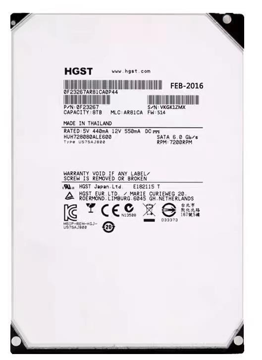 HDD HGST HUH728080ALE600 8TB 3.5インチ 7200rpm SATA3 SATA [Used] 15,800円