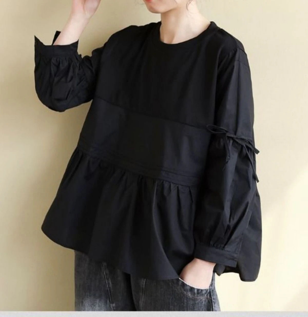 女装ゆったり着やせドールシャツパフスリーブTシャツトップス