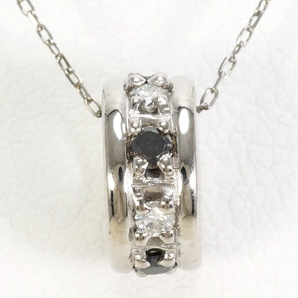 K10 10金 WG ネックレス ブラックダイヤ ダイヤ 計0.19 ジュエリー 中古