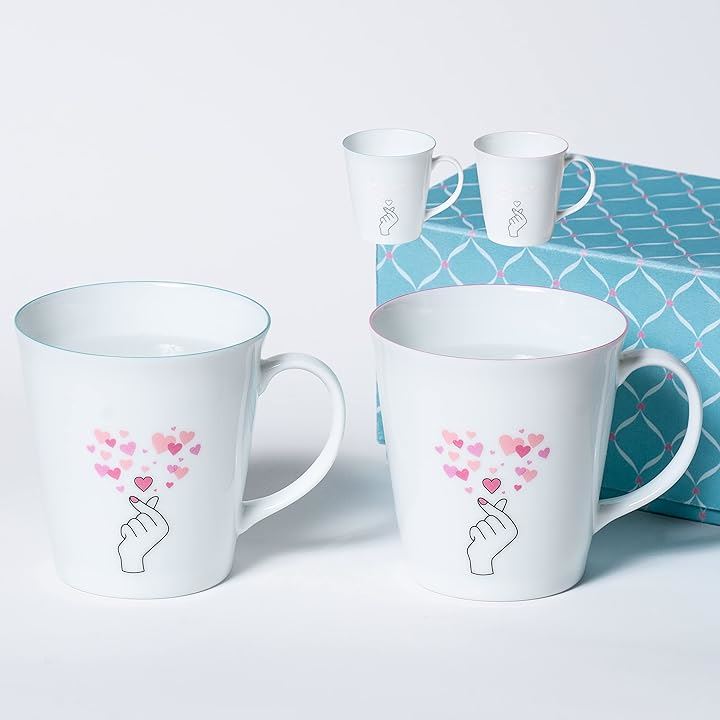マグカップからキュン ペアマグカップ コーヒー 紅茶 ブルーとピンク かわいい 冷感 記念日 ありがとう クリスマス 敬老の日 プレゼント 色が変わる 2個セット売り(ピンク)