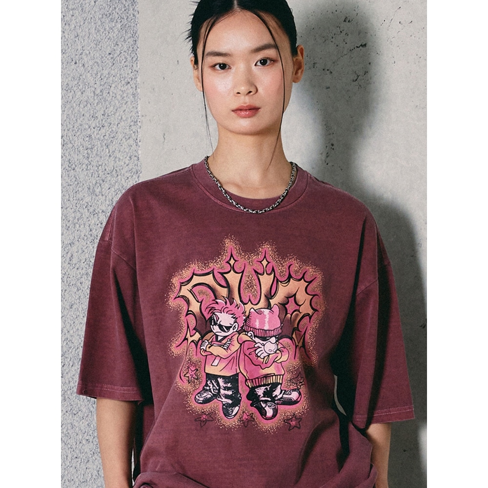 学会ディファレントデュオピグメントショートスリーブTシャツファントムピンク