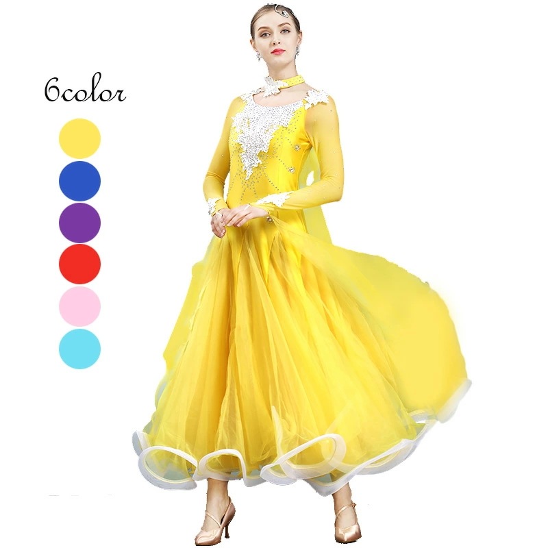ダンス 衣装 ワンピース ドレス 豪華な 大きい裾 社交ダン スタンゴ服 モダンダンス 舞台 演出 イベント衣装 ステージ衣装 ラテンダンス ダンスウエア 競技着 練習着 女性用 ワルツ チャチャ 踊