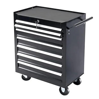 【国内即日発送】ローラーキャビネット 7段 ロールキャビネット ツールキャビネット ツールボックス 大型キャスター ブラック