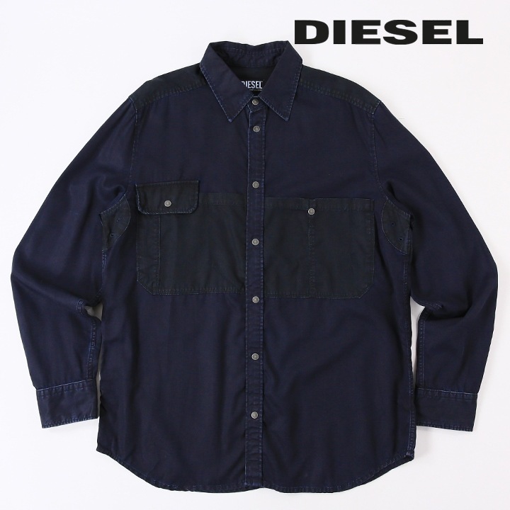 長袖デニムシャツ メンズ D-MILLY-SP1 ダメージコーティング加工 die-m-t-e8-282