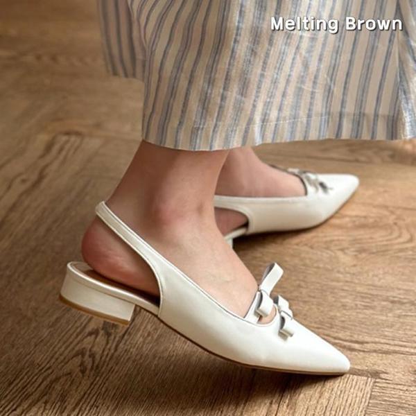 女性用牛革リボンスリングバックシューズ MT41