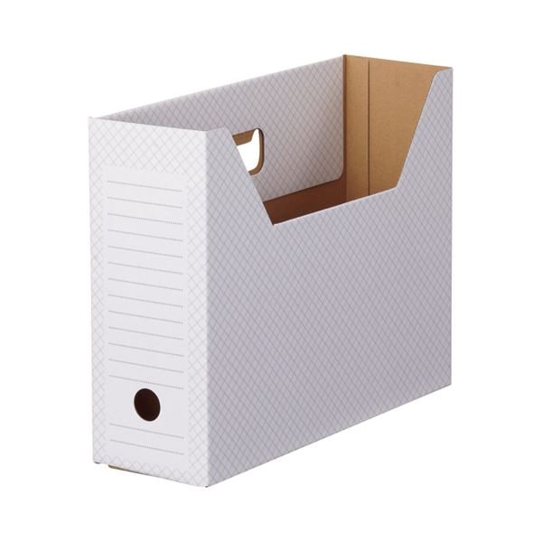 TANOSEEボックスファイル(ホワイト) A4ヨコ 背幅100mm グレー 1セット(50冊:10冊5パック)