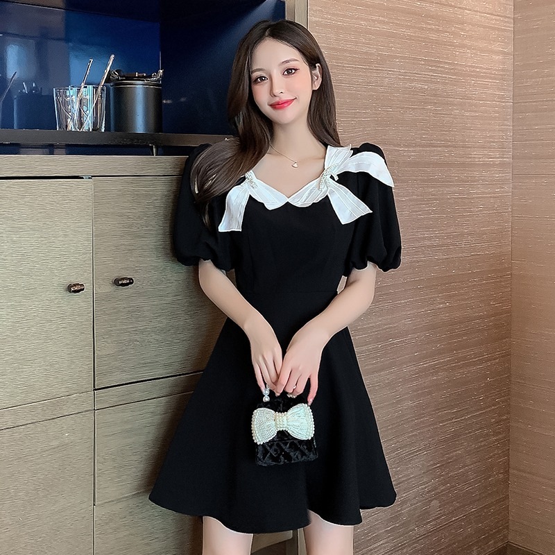 ワンピース レディース Aラインワンピース ショートワンピース ショート丈 袖あり 半袖 萌袖