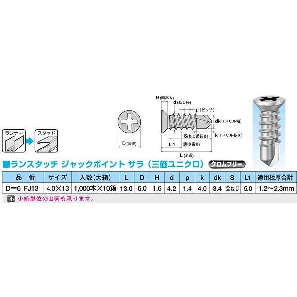 ヤマヒロ ランスタッチ D=6 FJ13 [1000本入]