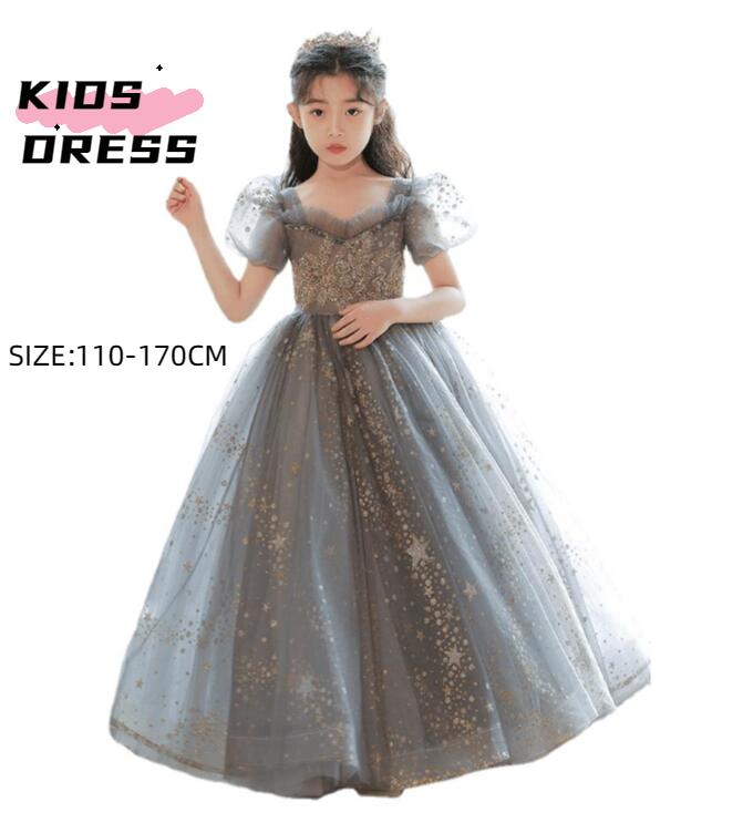 ピアノ発表会 入学式 卒業式 高校生 中学生 160 ワンピース パフスリーブ 女の子 キッズドレス 100 ロングドレス 袖あり 半袖 子供服 パーティー ロング丈 子供ドレス 演奏会 フラワーガー