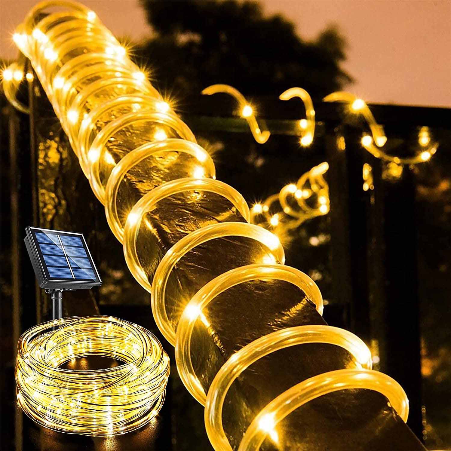 イルミネーションライト ソーラー式 屋外 防水 リモコン付き ライト 100灯 10m 8点灯パターン LEDチューブライト LED ロープライト 自動点灯 消灯 ツリー 飾り 電飾ライト パーティー 5,296円