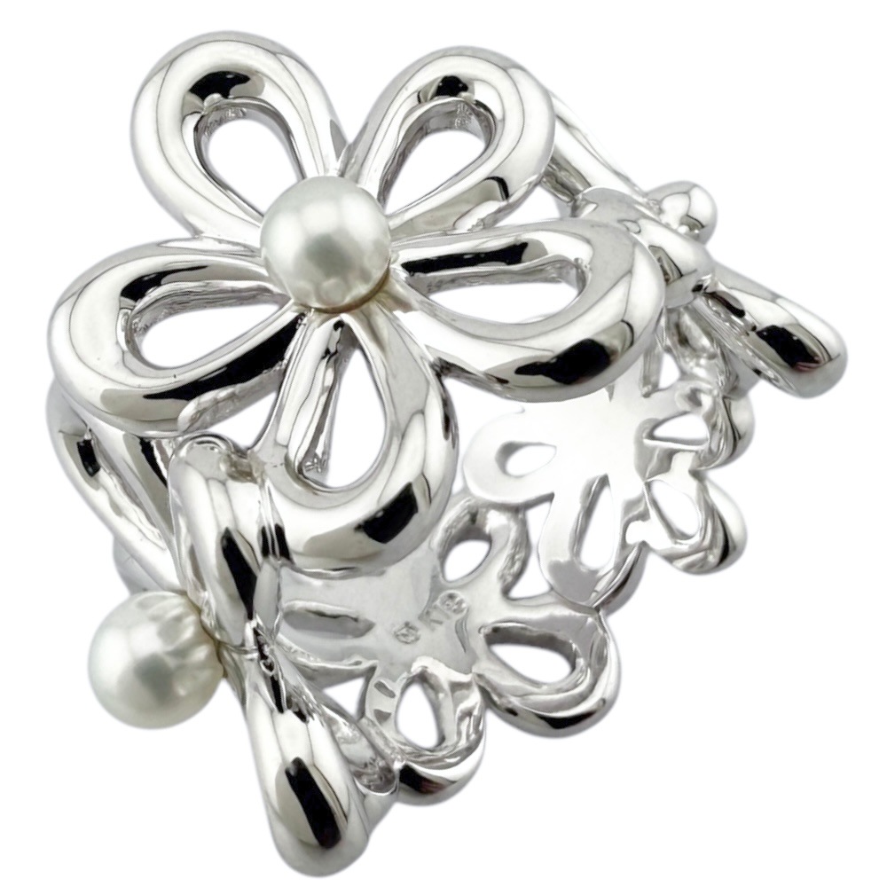 ミキモト リング 指輪 11号 18金 K18ホワイトゴールド パール MIKIMOTO 中古 美品