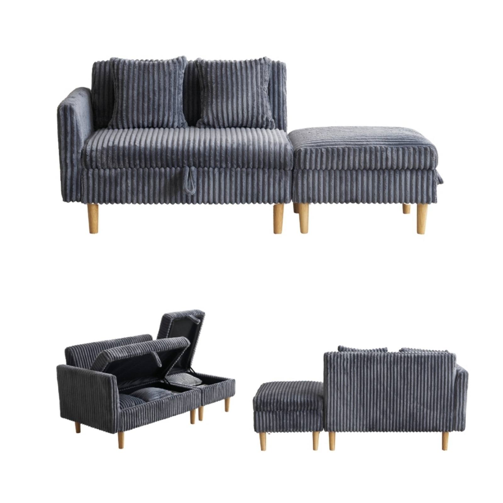 【日本国内出荷-3日で配達】ソファカチン ソファー ソファーベッド 3P 3人掛けソファ 収納付き オードマン付き ふわふわ 可愛い外観 組み合わせソファ 肌にやさしい 冬用 3色 DJYC235