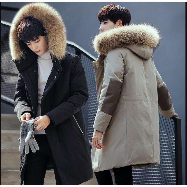 高品質 中綿ダウンジャケット アウター 暖かい ロング丈 ダウンコート メンズ 防寒 厚手 秋冬 冬服/M5ＸＬ/フード付き/ファー/格好いい/黒/カーキ