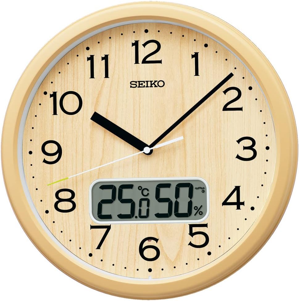 セイコークロック(Seiko Clock) 掛け時計 電波 アナログ 温度 湿度 薄茶 直径311×51mm KX273B