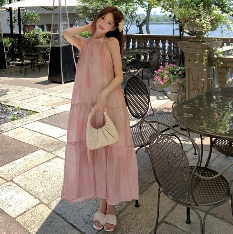 レディース ワンピース ティアード ロングワンピース ノースリーブワンピース ホルターネック マキシ丈 Aライン リボン きれいめ 大人 おしゃれ 大人可愛い キュート 春 夏 デート お出かけ 休日