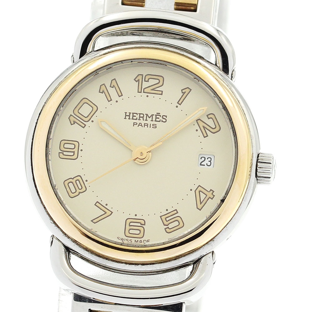 エルメス HERMES PU2.220 プルマン デイト クォーツ レディース _890739【中古】